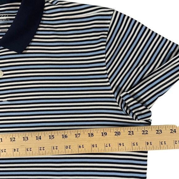 Nike Men's Dri-Fit Polo Shirt Large Blue & White Stripes Gently Used - Picture 7 of 8